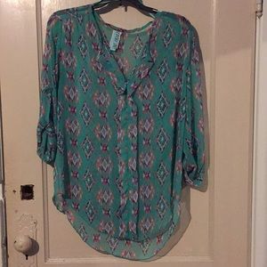 Sheer Mint Patterned Top